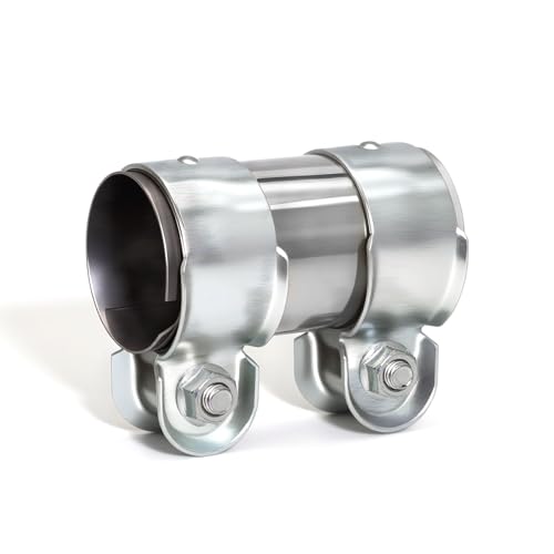 KINETOX Auspuffrohrsche Edelstahllle rohrverbinder Doppelschelle Auspuffschelle Passend für Auspuffrohre 50mm Rohrverbinder auspuff Einsatz in verschiedenen Auspuffanlagen Ø 50mm / L: 125mm
