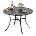 COSTWAY Gartentisch Metall, 108x108cm, wetterfester Terrassentisch mit Schirmloch, runder Balkontisch für 4 Personen, Outdoor-Esstisch für Garten, Terrasse, Balkon, Schwarz