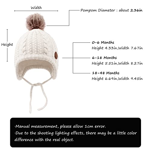 Bamery Christmas Crochet Baby Beanie Earflaps Little Girl Boy Knit Infant Hats Winter Warm Cap Lined Polyester Santa (White, M) #TOP5