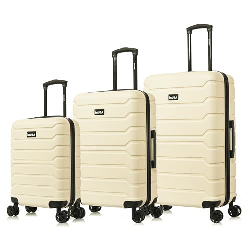 Image of InUSA TREND 3-Piece Hardside Spinner Luggage Set 20 /24 /28in Durable Sand