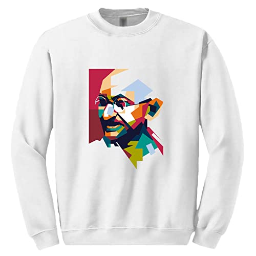 Sweatshirt Gandhi blanc en coton pour homme de taille S à 5XL