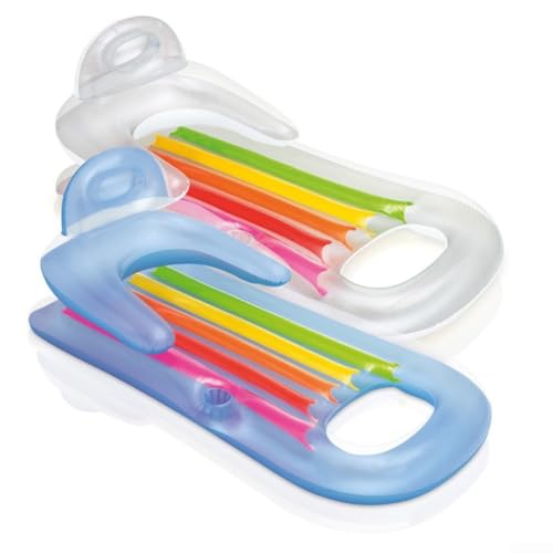 Silla inflable para piscina con reposabrazos y respaldo para adultos, fabricada con vinilo resistente, incluye soporte integrado para bebidas para un fácil uso junto a la piscina (160 x 85 cm, color
