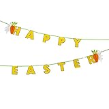 Material: verstärkte Pappe Ostern Girlande Osterbrunch Osterhase Hase Bunny Häschen Möhre Osterdeko 3D Honeycomb Wabe Pom Poms