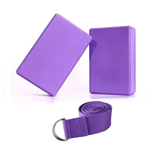 Abree 2 stycken yogablock med 1 st yogarem för yoga, pilates, meditation, träning, fitness gym(Lila)