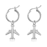 coadipress Tiny Airplane Hoop Earrings for Women Teen Girls Personalized Gold Silver Plated Dangle D