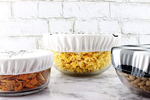 Auldhome Reusable Fabric Bowl Covers (Set Of 3); Rustic Farmhouse Themed Black And White Stretchy Cloth Bowl Covers #TOP3