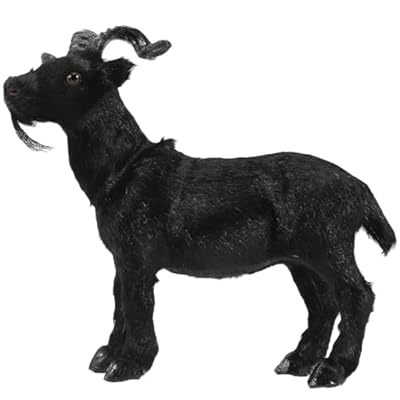 Wakauto Outdoor Statues Goat Shaped Statue Plush Cat Animal Ornament Garden Statue Decoration Goat Outdoor Model Lawn Decorate Goat Fur