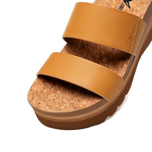 Athlefit Summer Platform Brown Beach Sandals Women\'s Comfortable Arch Support Slide Sandals Size 10