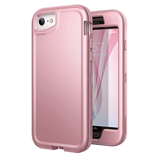 WeLoveCase iPhone SE 2020 Case, Cover 3 in 1 Full Body Heavy Duty Protection Hybrid Shockproof TPU Bumper Protective Case for Apple iPhone SE 2nd Generation & iPhone 7/8 Rose Gold