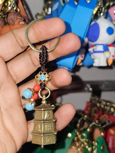 Image of OTTAVO Guardian Bell Keychain, Oxidized Copper, Tibetan Style, 5 cm Height, Good Luck Charm