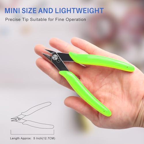 Image of NICE-POWER 5 Inch Wire Cutter Green Zip Tie Cutters Micro Flush Cutter Precision Wire Clippers Hobby Snips Small Side Cutting Pliers for Cutting Small Wires Models Jewelry Making Floral Art 3d Print