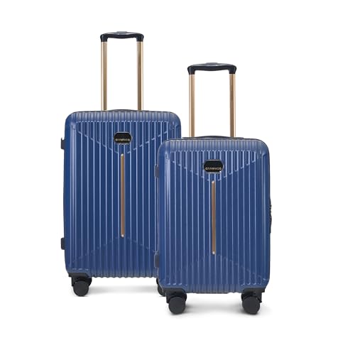 Image of The Midnight Voyager Set of 2 Luggage, Cabin 57 cm and Medium 67.5 cm, Hard Polycarbonate Trolley Bags with Dual Anti-Theft Zippers, TSA Lock, Spinner Wheels, Lightweight, Storm Blue