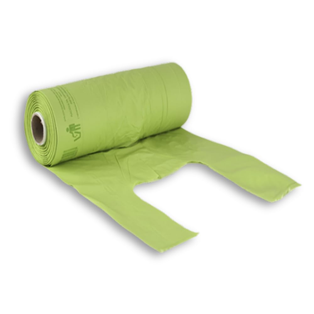 VIRSUS 1 Rotolo Buste Shopper Verde a Strappo da 1kg Circa 160 Buste Shopper biodegradabili compostabili Misura 24+12x40 Sacchetti per Organico Raccolta differenziata