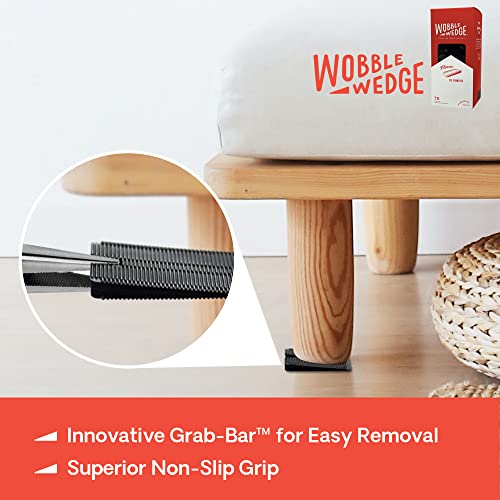 Image of Wobble Wedges Flexible Plastic Shims - Leveling Shims for Home Improvement, Furniture Levelers, Table, and Toilet for Leveling - Made in USA Plastic Wedges Shim for Appliances (Black, 75-Pack)