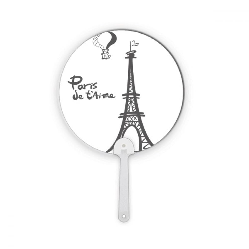 Éventail portable plastique rond Paris Tour Eiffel pour calmer les coups de chaud