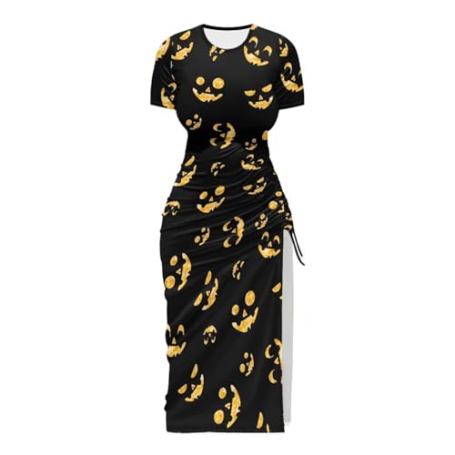 Image of Short Sleeve Dress for Women,Sexy Bodycon Dress,Plus Size Slit Dress,String Design s-4xl