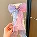 Ulfanit 2pcs Mermaid Unicorn Colored Hair Bow Clip, Iridescent Princess Hair Clip Hair Pin with Ribbon Tassels, Long Tail Pink Purple Hairpin Cosplay Birthday Hair Accessories