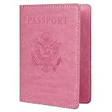 labato Passport Holder Women, PU Leather Passport Wallet Travel Document Organizer Cruise Accessories Travel Must Haves(Pink)