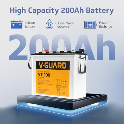 Image of V - Guard Smart Inverter & Battery Combo (Smart Pro 1200 Digital Sine Inverter with VT 200 (200Ah Tall Tubular Battery)) for Home, Office & Shops