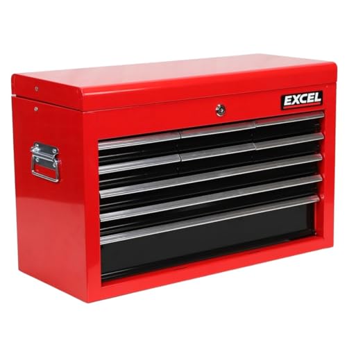Excel Tool Chest Cabinet with 9 Drawers, Lock and Non-Slip Mats, Made with Powder Coated Steel & Rust-resistant, Ball Bearing Slides and 4 Wheels with Brakes, Durable Rolling Storage for Workshops - Image 3