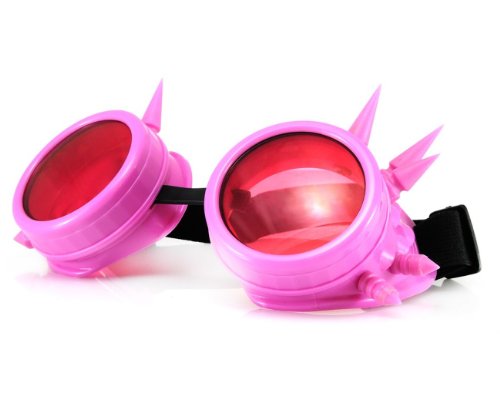 Preisvergleich Produktbild WELDING CYBER GOGGLES Schutzbrille Schweißen Goth cosplay STEAMPUNK COSPLAY GOTH ANTIQUE VICTORIAN WITH SPIKES Includes FREE set Lense Shades UV400 Protection Morefaz(TM) (Rosa Spikes)