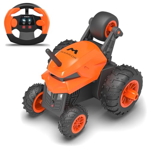Image of Mirana Warrior 360 Rotating Stunt RC Car | High Speed Remote Control Vehicle | USB Type-C Rechargeable Toy for Kids for Boys and Girls | Made in India (Orange)