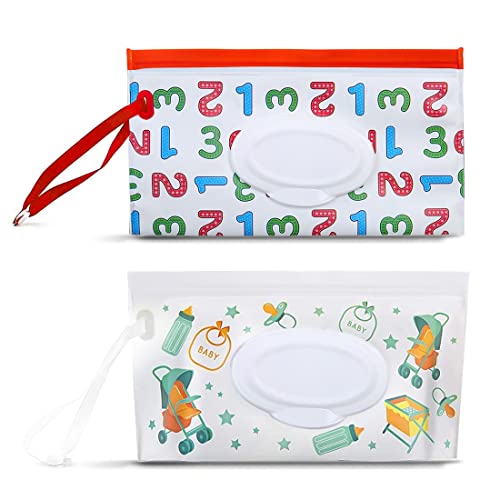 Clyhon 2 Piezas Bolsa de Toallitas Húmedas, EVA Reutilizable Dispensador de Toallitas Húmedas Estuche Portátil para Bolsas de Transporte de Toallitas para Bolso de Viaje Bebé