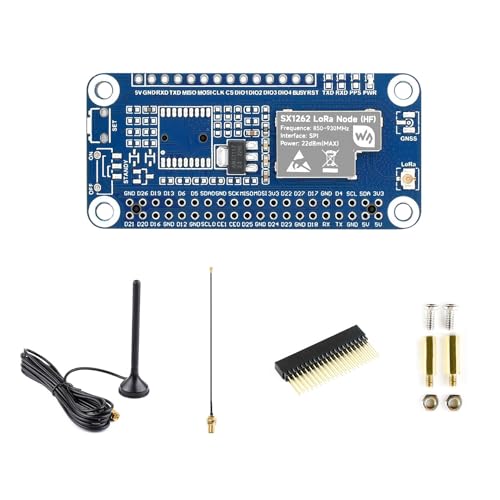 Waveshare SX1262 LoRaWAN Node Module Expansion Board, Comaptible with Raspberry Pi 5/4B/3B/Zero/Zero W/Zero 2W/Pico/Pico W/Pico WH, with Magnetic CB Antenna-868/915M Frequency