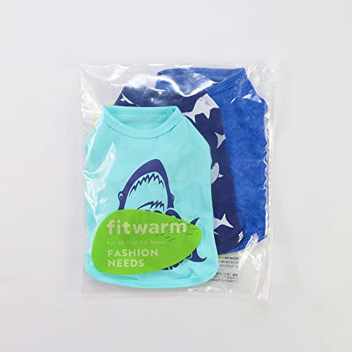 Fitwarm 3 Pack Shark Dog Shirt, Summer Dog Clothes For Small Dogs Boy Girl, Lightweight Pet Tshirt, Cat Outfit, Light Blue, Navy Blue, Royal Blue, Xs #TOP6