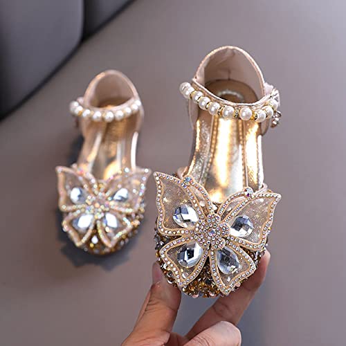 Girls Crystal Butterfly Dress Shoes 2025 Stylish Rhinestone Bridesmaids Princess Cute Wedding Sandals for Kids2