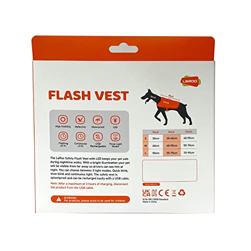LaRoo Hunderegenmantel, Leuchtendes LED Wasserdicht Winter Reflektierende Regenmantel für Hunde mit Bauchschutz,USB Wiederaufladbarem Sicherheitsweste für Kleine Grosse Hunde(M,Fluoreszierende Orange)