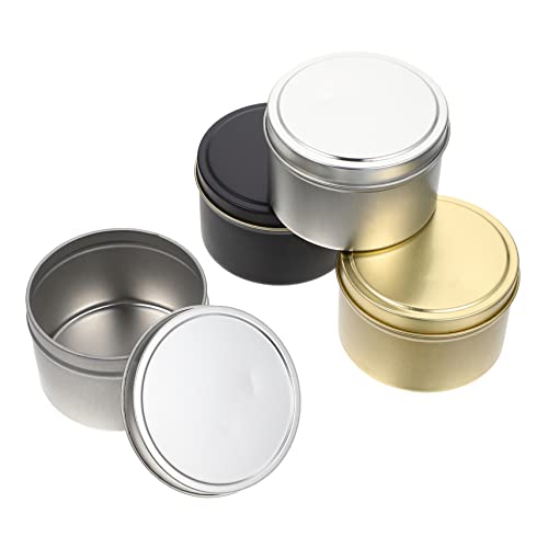 Veemoon 4pcs DIY Scented Candle Storage Jars Tinplate Craft Making Jar Round Candle Empty Tin for Home Decor