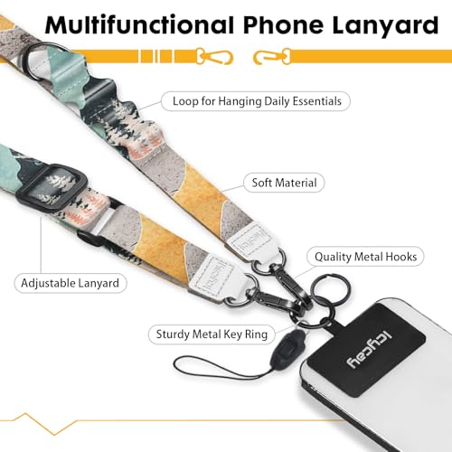 Image of Icycay Phone Lanyard Crossbody Strap Neck Adjustable Teacher Women Mountain | for Cell Phone Case Keys ID Badges, Anti Theft, Multifuctional, Cute Phone Holder, Travel Hiking Essential Accessories, Gifts