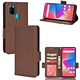 Rfvzubemok Kompatibel mit BLU View 3 B140DL Hülle,PU-Lederstativ mit Kartenhalter Kompatibel mit BLU View 3 B140DL Flip Magnetverschluss Wallet Cover Brown