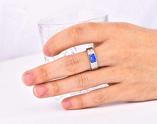 YL Men's Wedding Band Engagement Rings 925 Sterling Silver Flat Cut Birthstone Anniversary Jewelry2