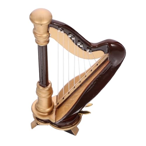 Mini harpe en bois 9 cm pour maison de poupée et décoration de micro-paysage miniature