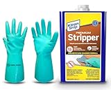 Paint & Varnish Remover Klean Strip Premium Stripper– Fast-Acting Stripper for Epoxy, Polyurethane, Wood, Metal & Masonry – Includes Protective Omni Depot Gloves – 1 QT