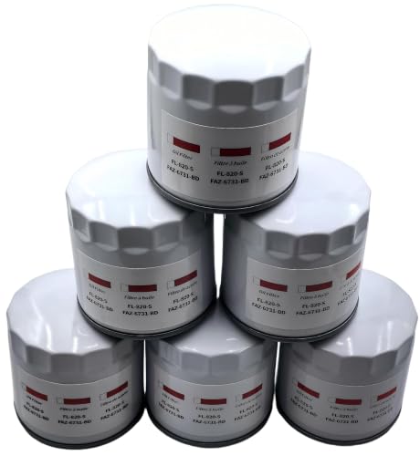Compass-Yang FL820S Oil Filter F1AZ-6731-BD Fits Ford F150 F250 F450 F550 F650 F750 F53 F59, For 3.7L, 4.0L, 4.6L-5.4L 6.8L 6.2L 7.3L, and 5.0L TiVCT Engine,Fits 2012-2013 Mustang Boss 302 (pack of 6)