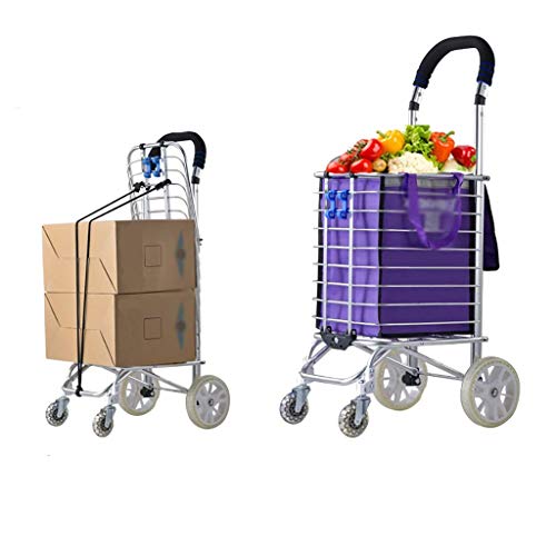 DZX Carritos de Mano Carrito de Compras Plegable, Carrito para Herramientas de Escalada, Carrito con Ruedas de Cristal, Bolsa de Lona Impermeable, Bolsa de Almacenamiento con Gancho para Equipaje, Ca