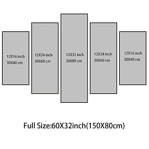 5 Piece Vintage Abstract Horses Running In The Desert Painting Retro Canvas Cowboy Wall Art Horse Prints Framed Ready To Hang Giclee Prints Fine Art For Home And Office Decoration (60''W X 32''H) #TOP1