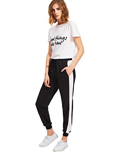 image for SweatyRocks Women's Drawstring Waist Long Workout Yoga Active Pant wit