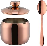 Vista 2 de 123Arts Azucarero de acero inoxidable con tapa y cuchara, contenedor de azúcar para especias de café y sal