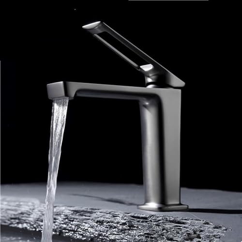 Robinet de salle de bain moderne cascade gris sans éclaboussures - 6