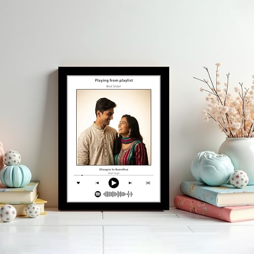 Image of Customized Photo and Song Spotify Frame, Personalized Frame with scannable Code | Birthday | Valentine Day | for Mothers, Friends, Husband, Customized Rakhi Gift