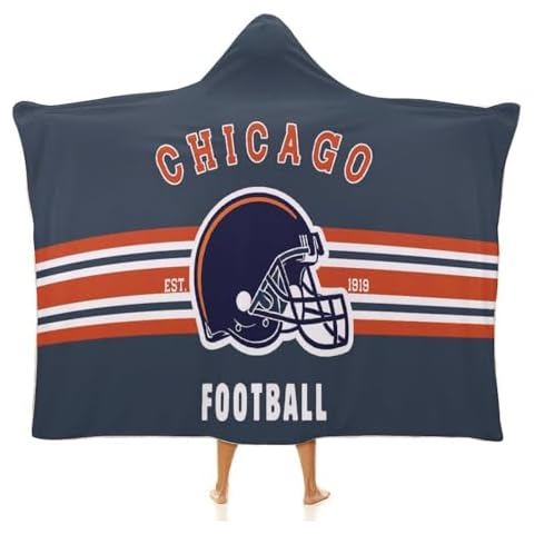 City Classic Football Cloak Hooded Blanket Football Decor Throw Blanket Football Fans Gifts Warm Soft Cozy Plush Flannel Fleece Travel Bedding Wearable Blanket for Couch Kids Adults Women Man 40"x50" Cover