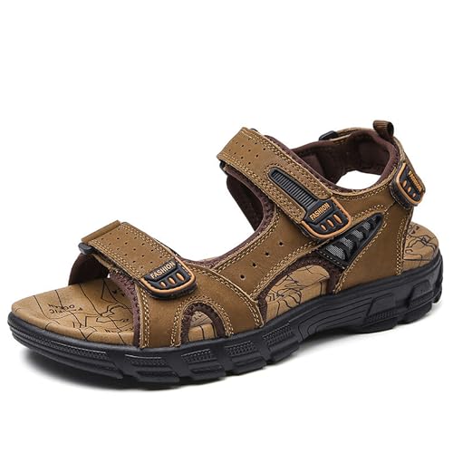 Men's Sport Sandal Leather Hiking Sandals Open Toe Walking Shoes Water Beach Outdoor Athletic Arch Support Summer Sneaker for Men