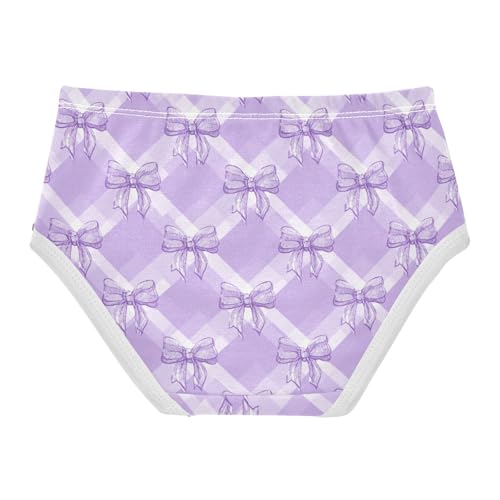 Wusikd Cute Checkered Bows Girls' Underwear Cotton Purple Girls Briefs Soft Toddler Underwear 2T2