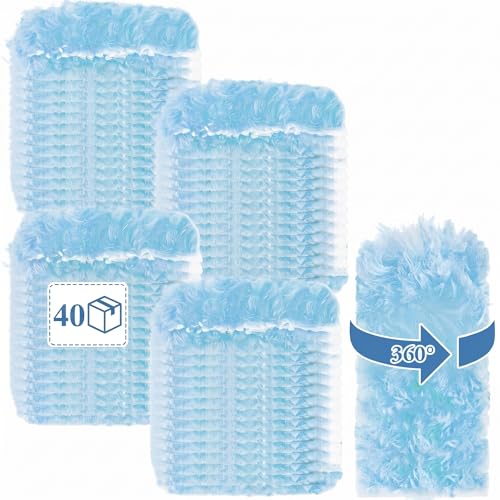 Image of Dusters Refills 40 Count 360Double-Sided 4X Microfibers Disposable Dusting Pads Compatible with Swiffer Duster Refill for Blinds Ceiling Fans Furniture Multi-Surface Dusting(Blue)