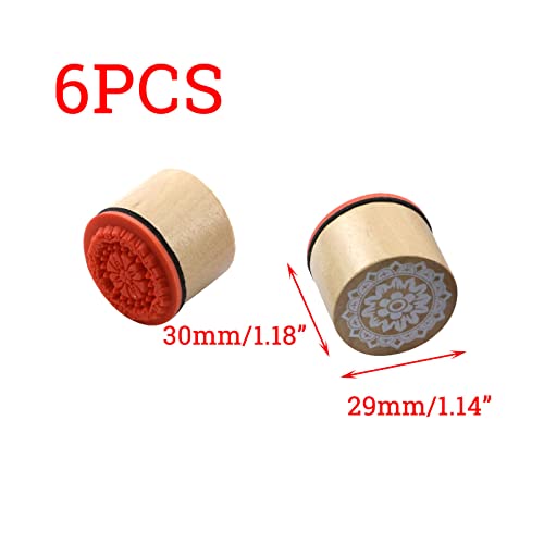 Crapyt 6 Pcs Lace Wooden Rubber Stamp 1.14"×1.14"×1.18" Floral Stamps For Decorating Articles, Diaries, And Letters Rubber Stamps For Crafting #TOP5