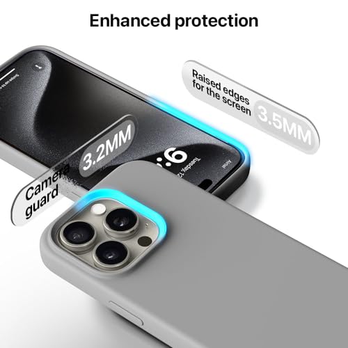 Image of Vaku Luxos Silicone Back Cover Case For iPhone 15 Pro Max Shockproof Anti Scratch Slim Fit Protective Design Military-Grade Protection Support Mag-Safe Wireless Magnetic Charging - Grey